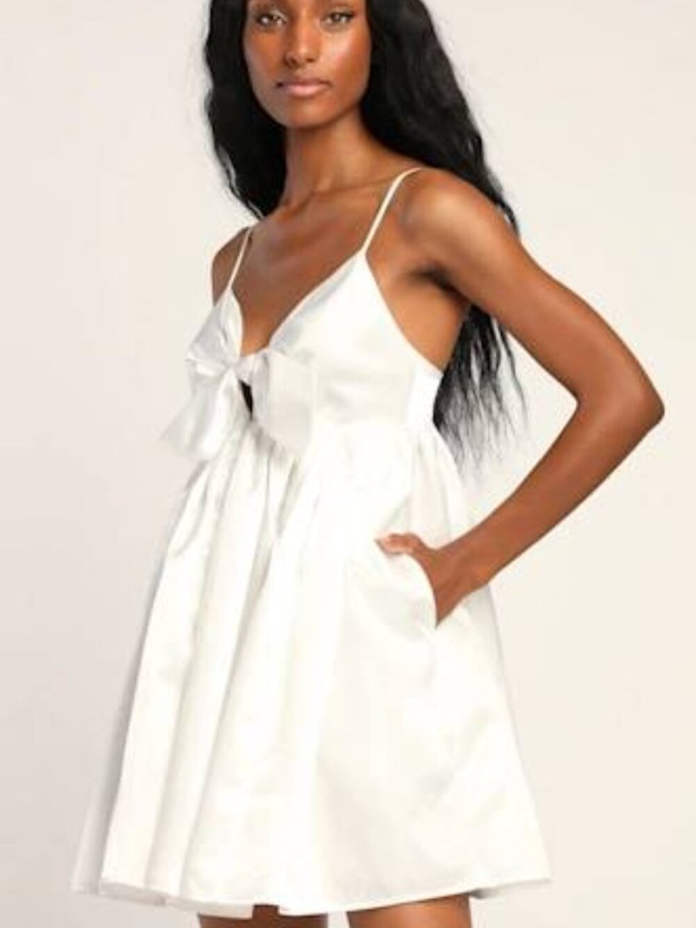 Lulu's White Bow-Front Mini Dress